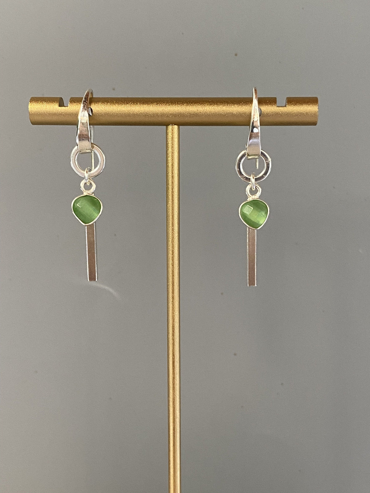 Mona Lisa Green Quartz and Sterling Silver Handmade Dangle Earrings