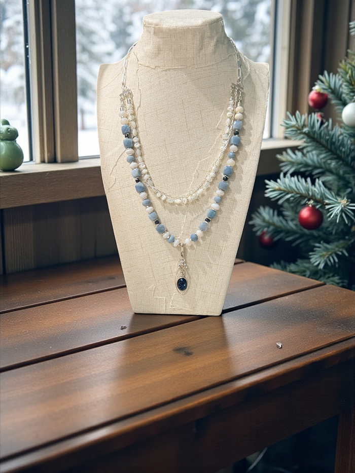 Denim Blue Peruvian Opal Necklace