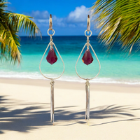 Pink Austrian Crystal and Sterling Silver Handmade Dangle Earrings