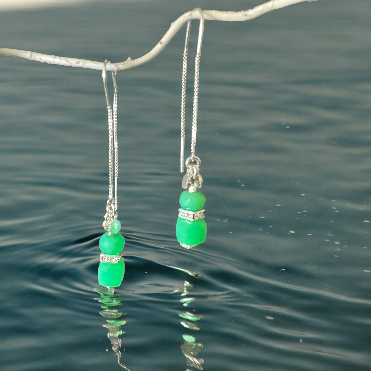 Everything has Gone Green Dangle Thread Earrings