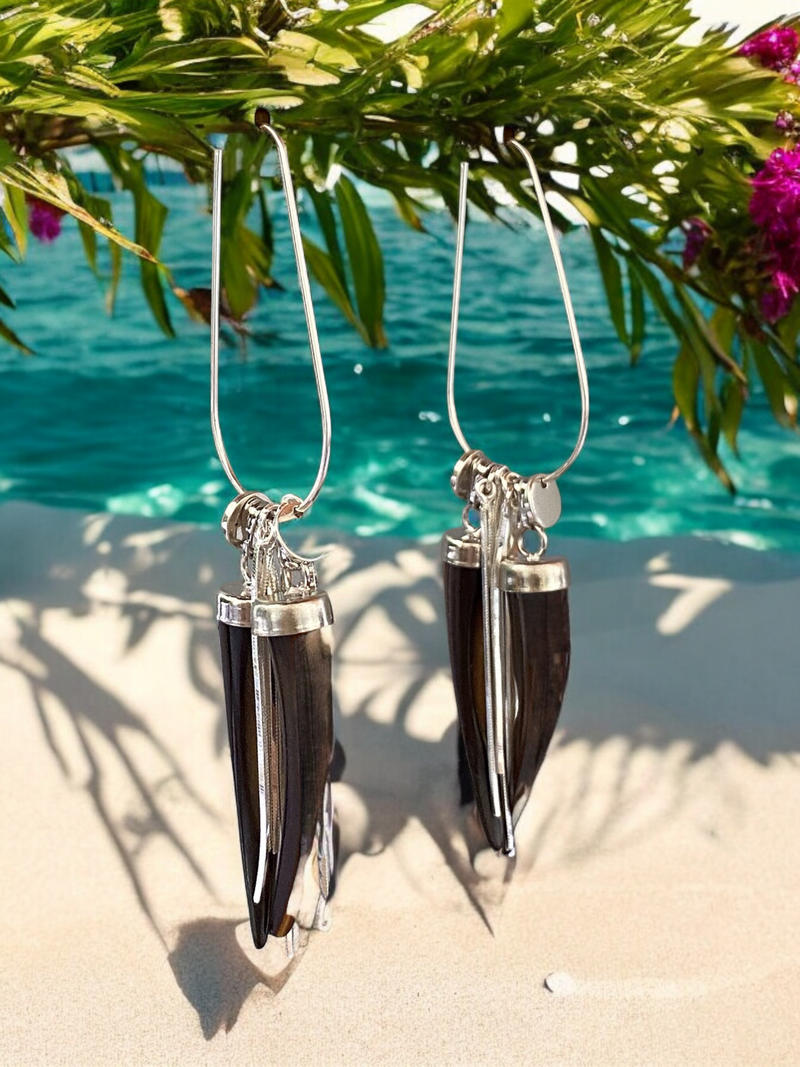 Sterling Silver and Tiger’s Eye Shell Handmade Earrings