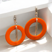 Orange Vintage Lucite and Sterling Silver Hoopti Earrigs