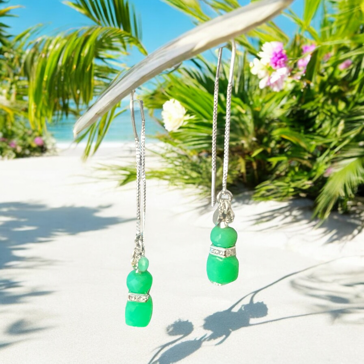 Everything has Gone Green Dangle Thread Earrings