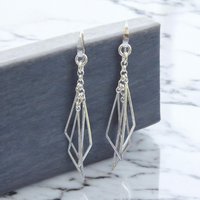 Sterling Silver Abstract Triangle Dangle Earrings