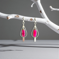 Fuschia Pink Chalcedony and Sterling Silver Handmade Earrings