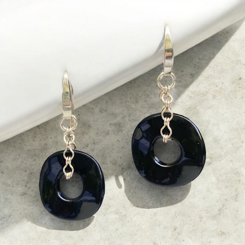 Vintage Black Lucite Earrings