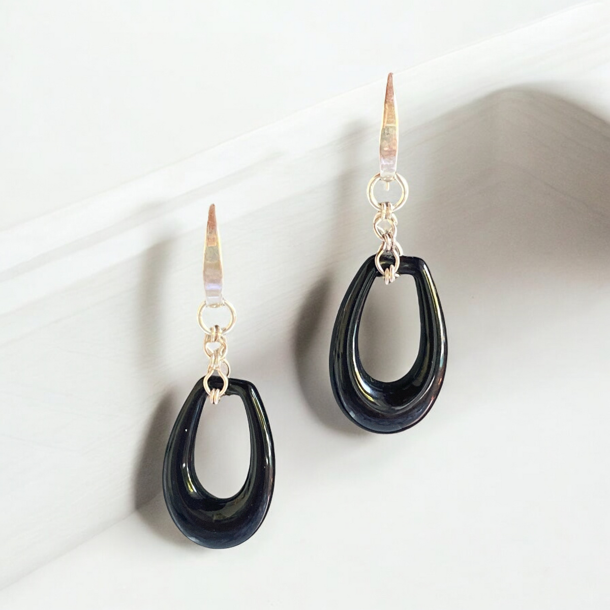 Vintage Black Lucite Hoopies