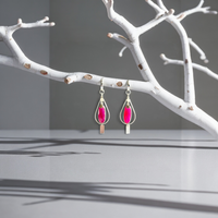 Fuschia Pink Chalcedony and Sterling Silver Handmade Earrings
