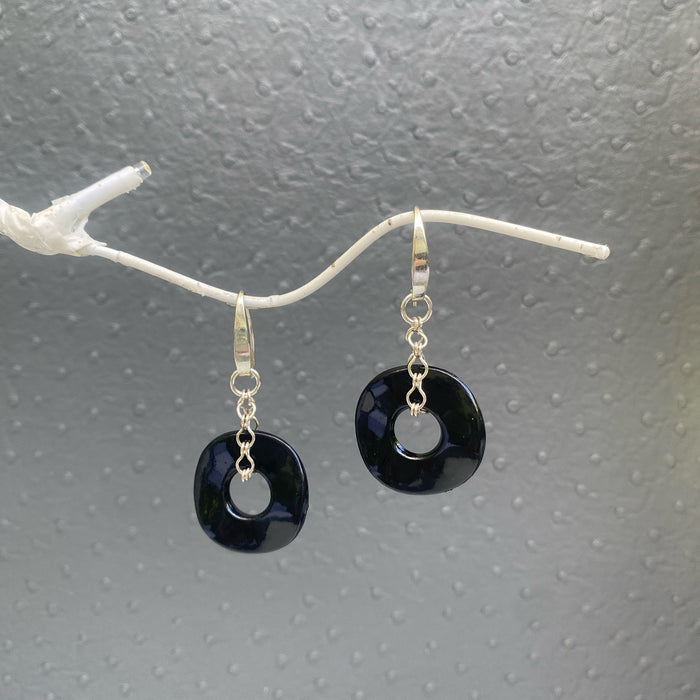 Vintage Black Lucite Earrings