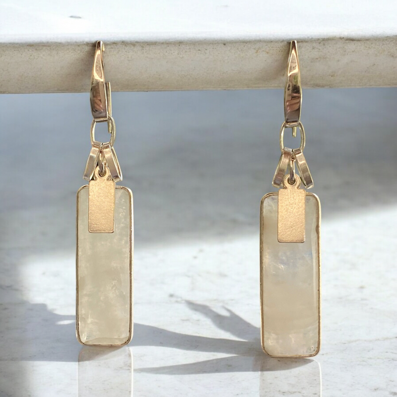 Moonstone and Handmade Sterling Silver Dangle Earrings