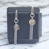 Sterling Silver Beaded Tassel Dangle Earrings