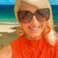 Orange Vintage Lucite and Sterling Silver Hoopti Earrigs