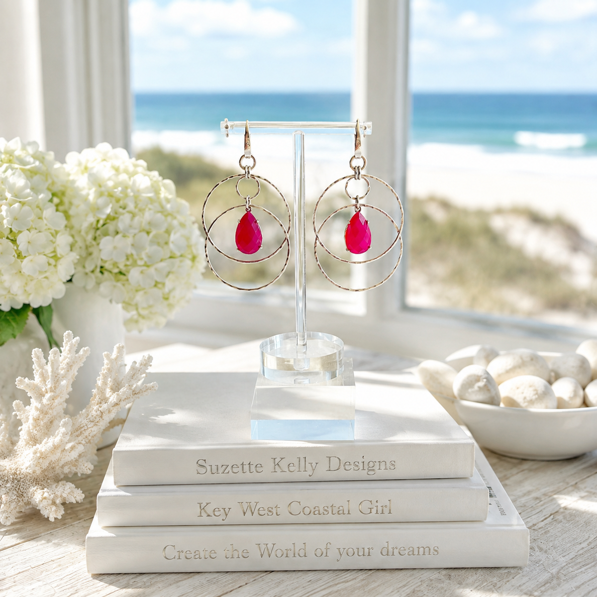 Point 5 Pink Heather Hoop Dangles