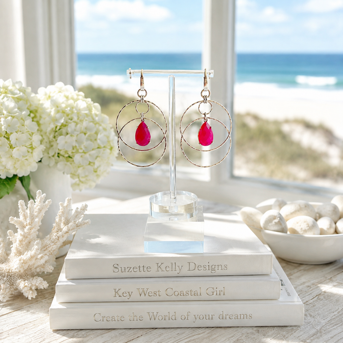 Point 5 Pink Heather Hoop Dangles