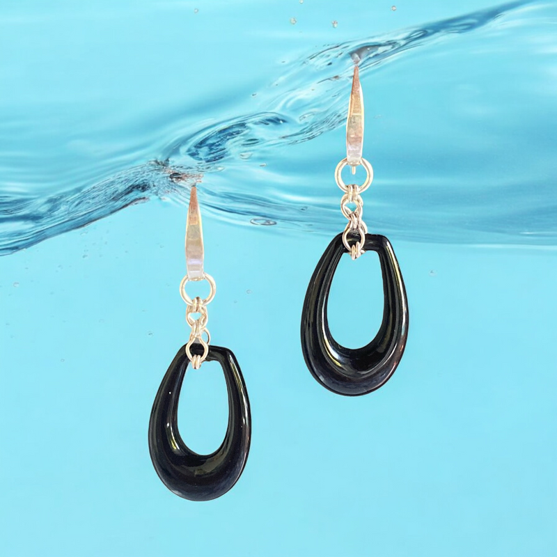 Vintage Black Lucite Hoopies