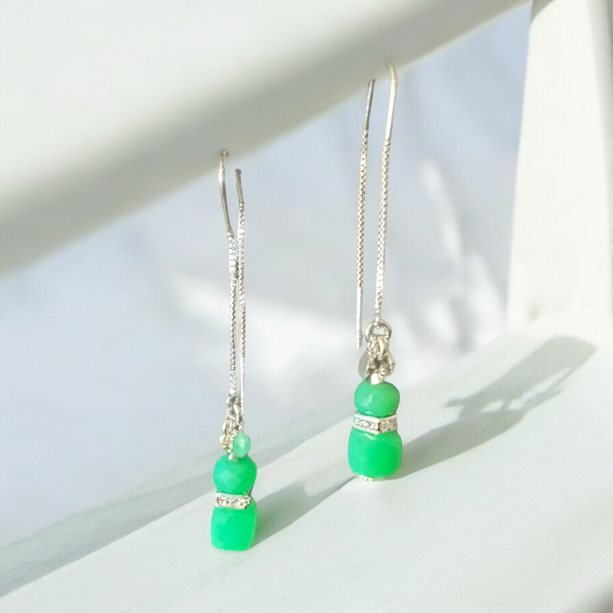 Everything has Gone Green Dangle Thread Earrings