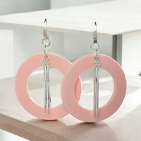 Light Pink Vintage Lucite and Sterling Silver Handmade Hoopti Earrings