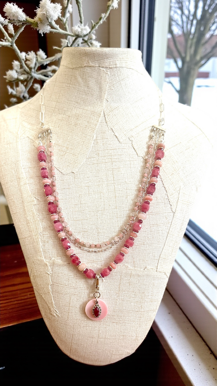 Pink Peony Necklace