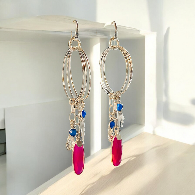 Tropical Paradise Pink Chalcedony Hoops