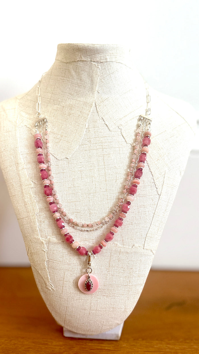 Pink Peony Necklace