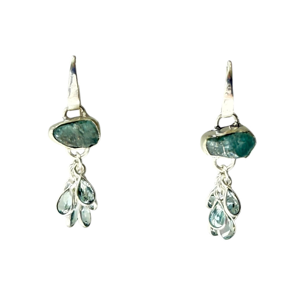 Raw Aquamarine Dangles