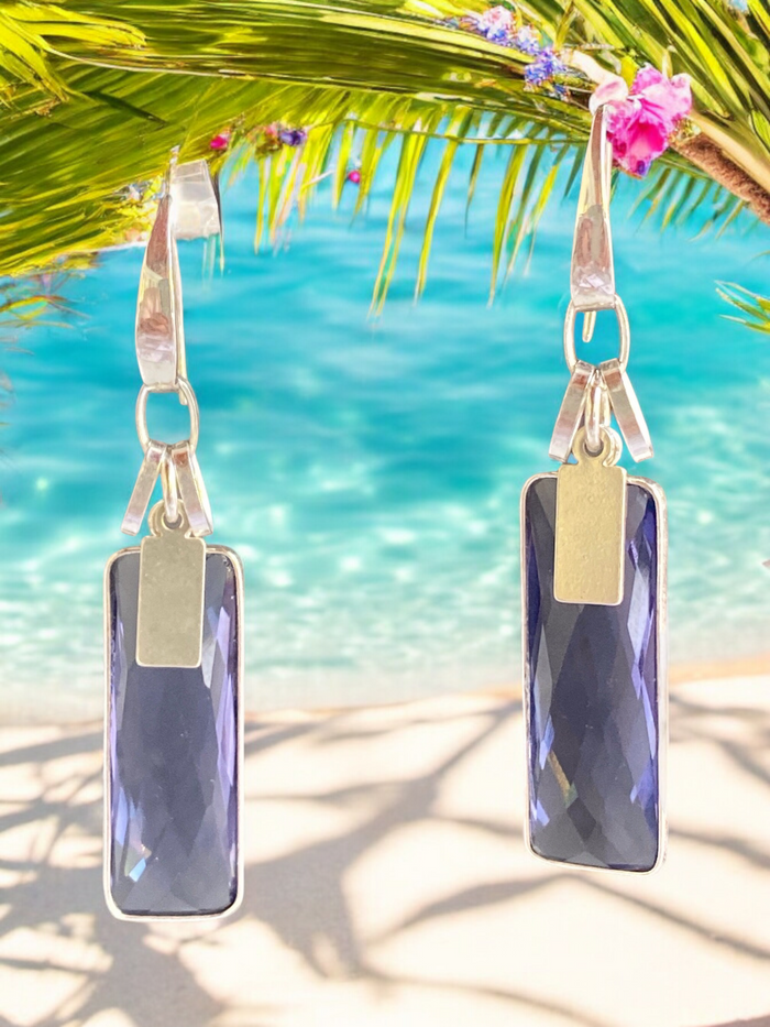 Amethyst Quartz Handmade Sterling Silver Dangle Earrings