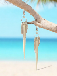 Buffalo Bones Spike and Sterling Silver Dangle Earrings accented by Sterling Silver Keys, Liquid Silver & Tassels