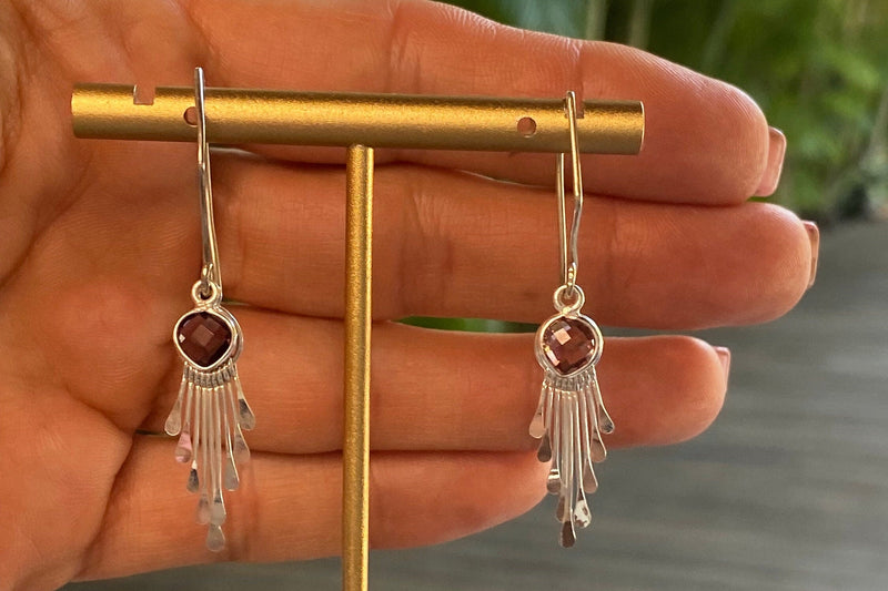 Pink Amethyst Quartz and Sterling Silver Handmade Earrings