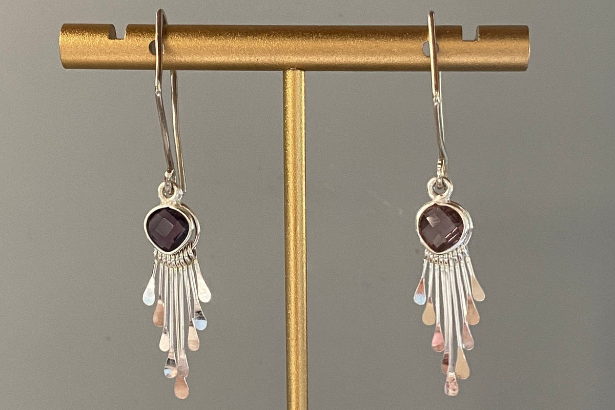 Pink Amethyst Quartz and Sterling Silver Handmade Earrings