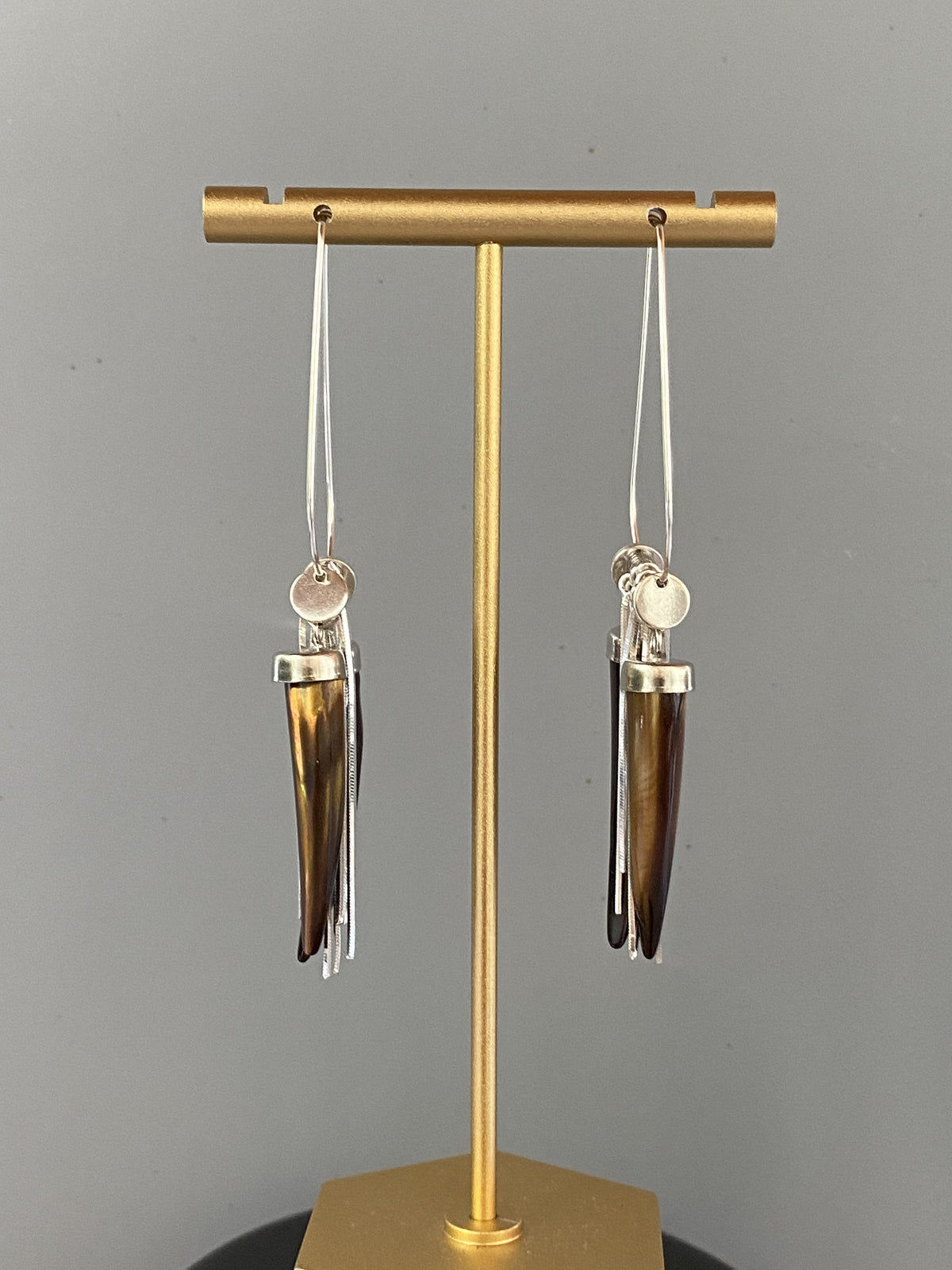 Sterling Silver and Tiger’s Eye Shell Handmade Earrings