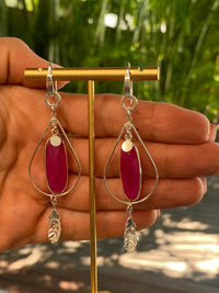 Fuschia Pink Chalcedony and Sterling Silver Handmade Earrings