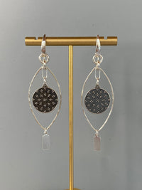 Oxidized Sterling Silver Shield Dangle Earrings