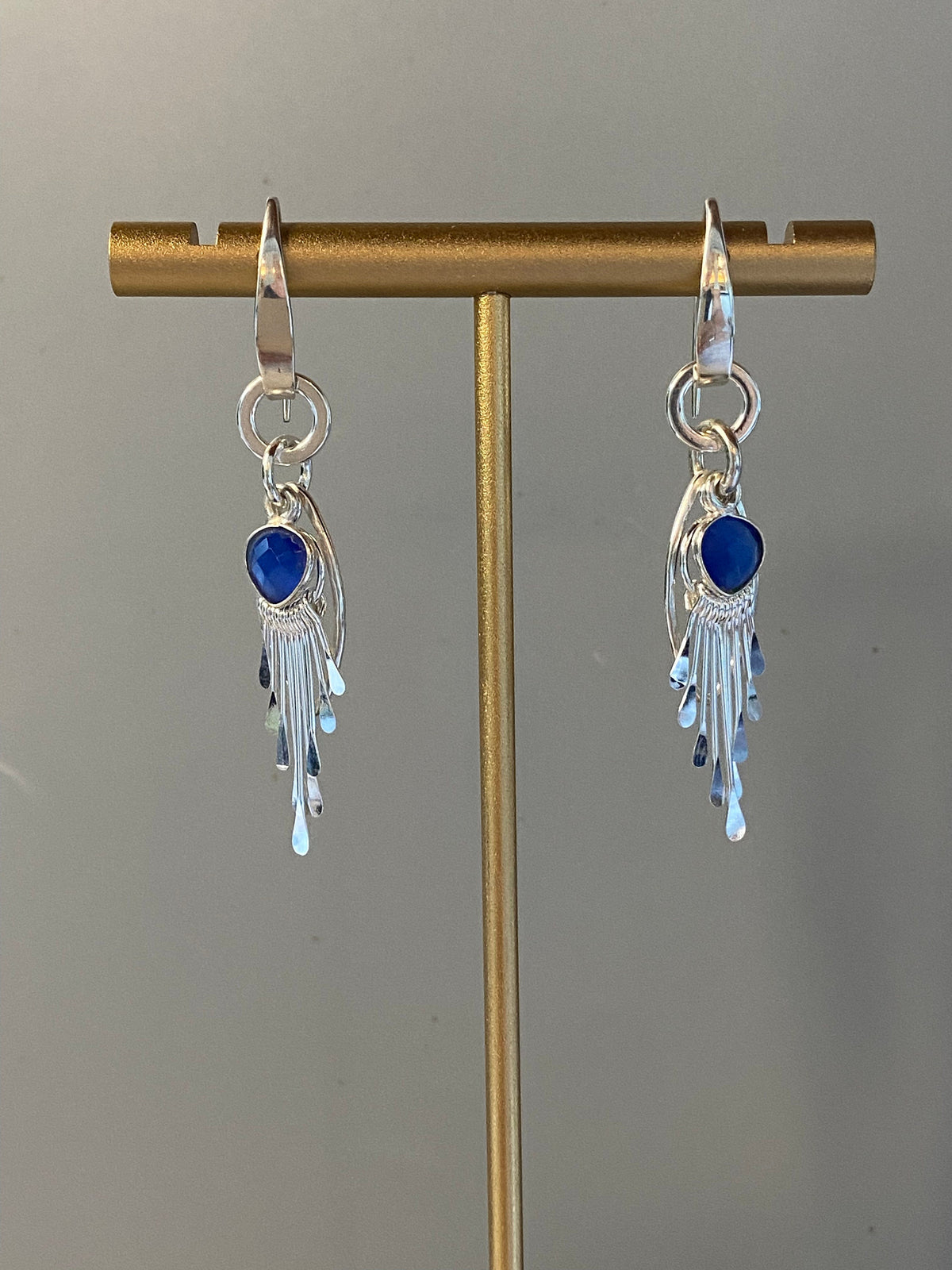 Mona Lisa Blue Quartz Handmade Dangle Earrings