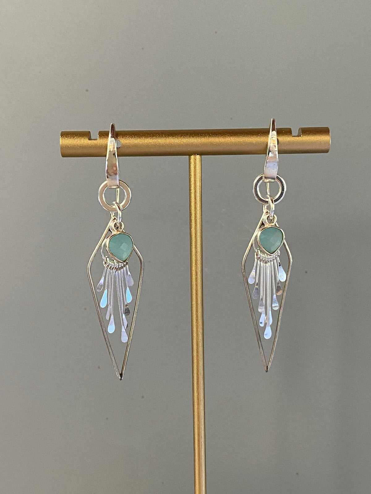 Aqua Chalcedony Handmade Sterling Silver Dangle Earrings