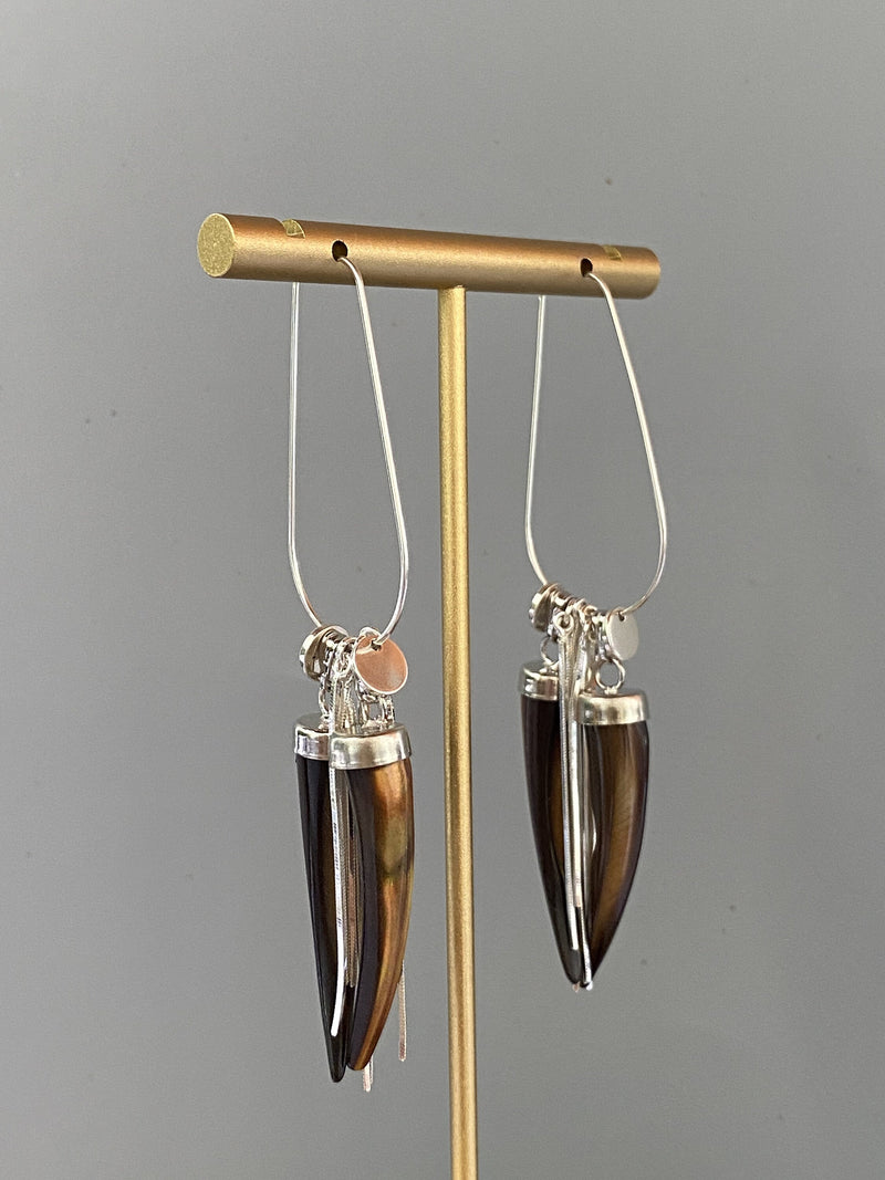 Sterling Silver and Tiger’s Eye Shell Handmade Earrings