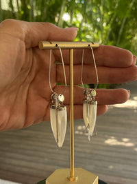 Mother of Pearl Shell Horn Handmade Dangle Earrings