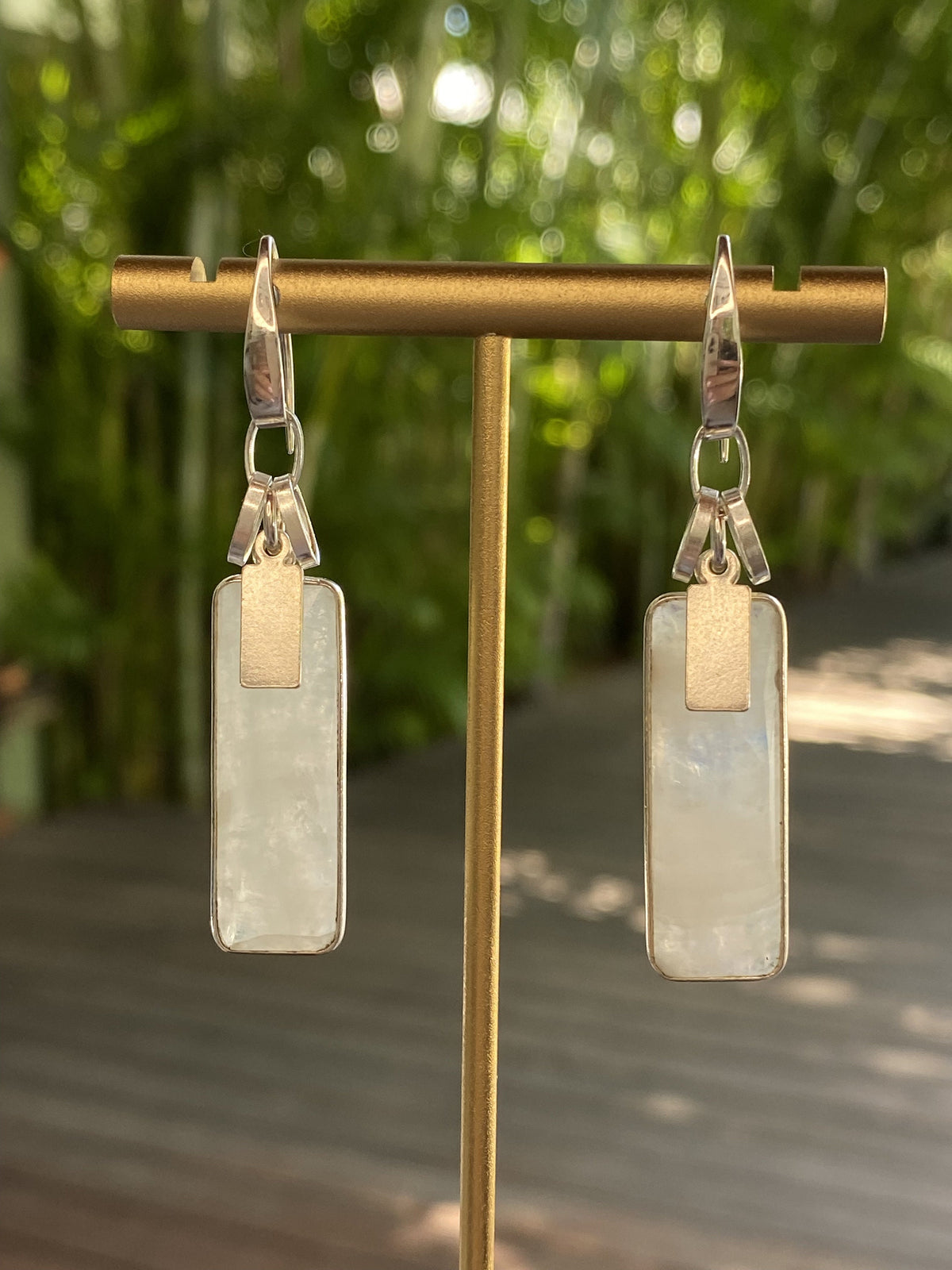 Moonstone and Handmade Sterling Silver Dangle Earrings