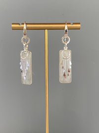 Double Moonstone and Sterling Silver Handmade Dangle Earrings