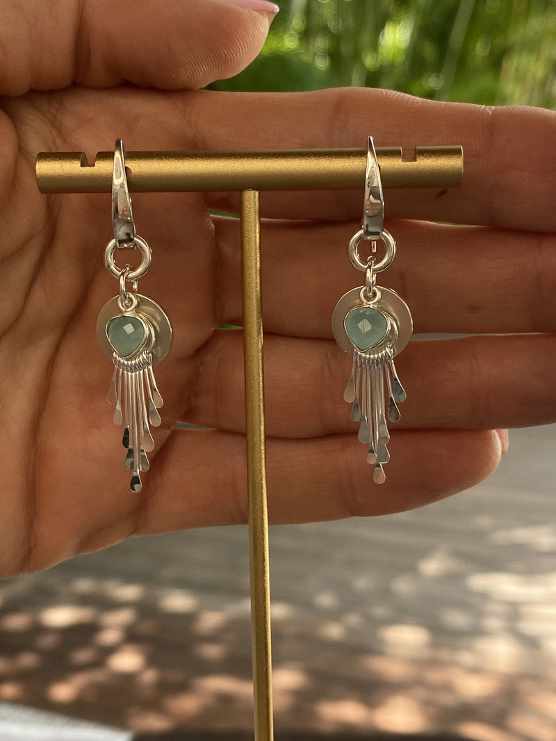 Aqua Chalcedony and Sterling Silver Handmade Sterling Silver Dangle Earrings