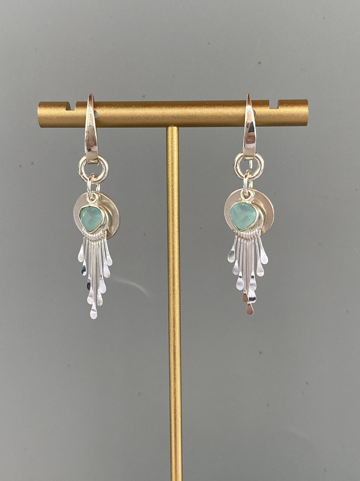 Aqua Chalcedony and Sterling Silver Handmade Sterling Silver Dangle Earrings