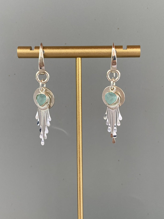 Aqua Chalcedony and Sterling Silver Handmade Sterling Silver Dangle Earrings