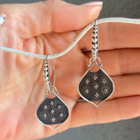 Medevial Sterling Silver Shild Dangle Earrings with Oxidized Sterling Silver Sheilds