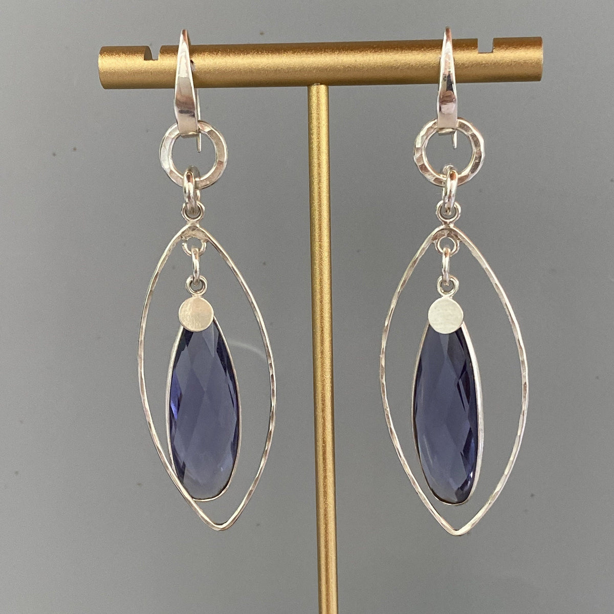 Iolite Quartz snd Sterling Sterling Silver Handmade Dangle Earrings