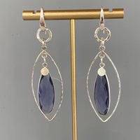 Iolite Quartz snd Sterling Sterling Silver Handmade Dangle Earrings