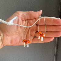 Natural Mohave Carnelian Copper Turquoise and Sterling Silver Hoops