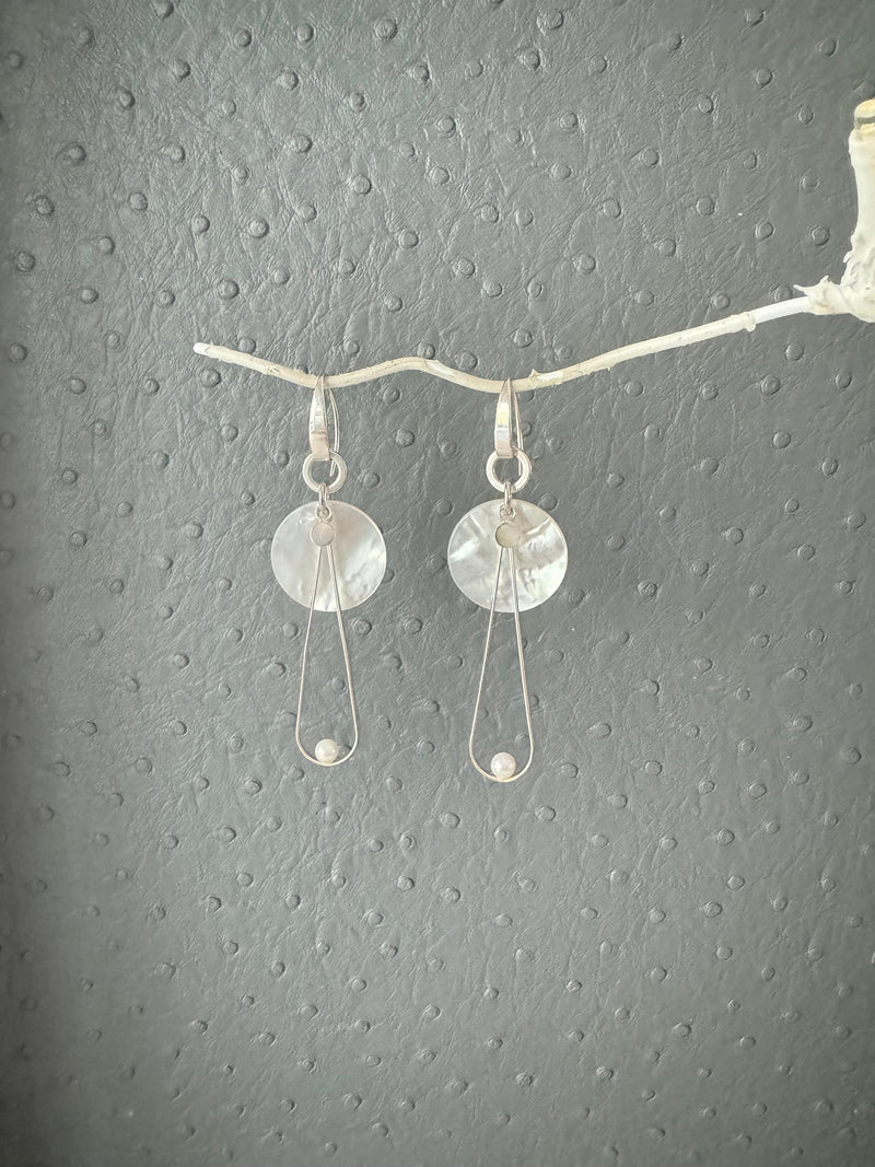 Modern Pearl Sterling Silver Teardrop Earrings