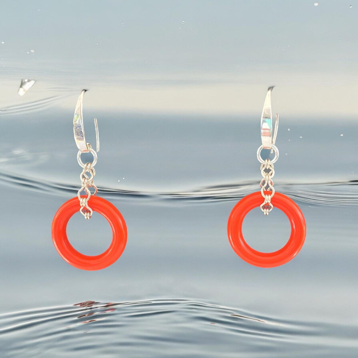 Vintage Orange Lucite Hoops