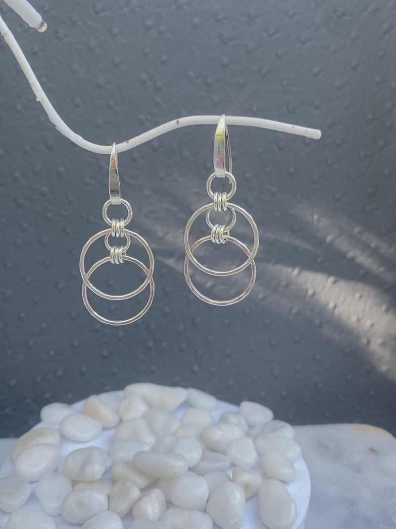 Sterling Silver Dainty Circle Dangle Earrings